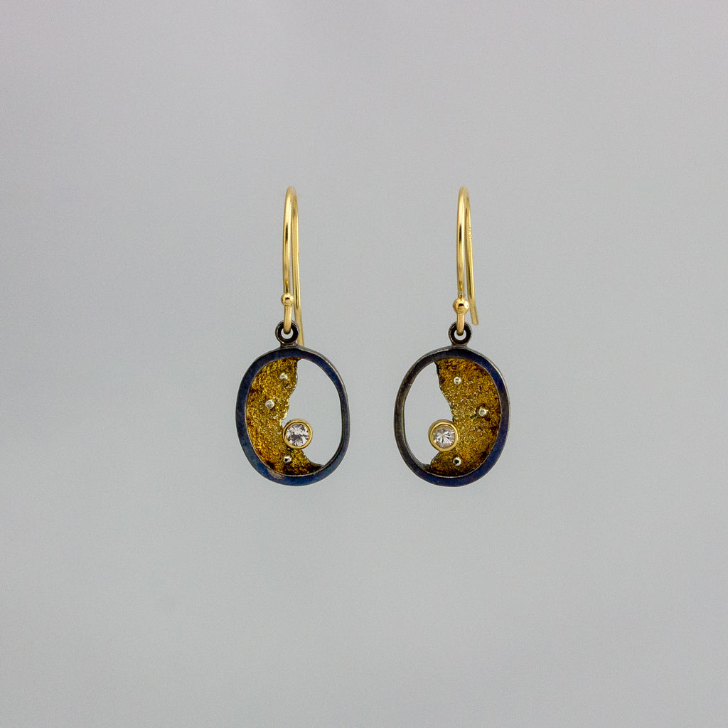 Broken Ice White Sapphire Oval Dangles