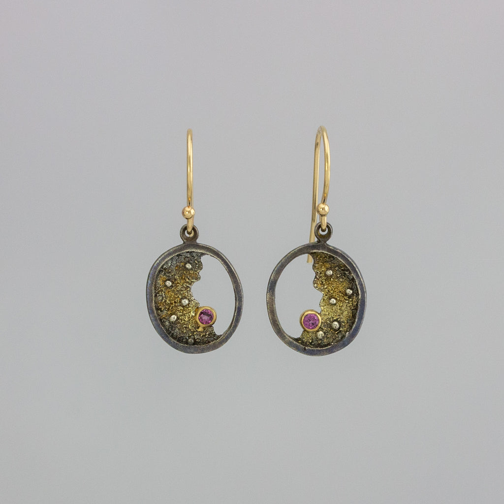 Broken Ice Rhodolite Oval Dangles