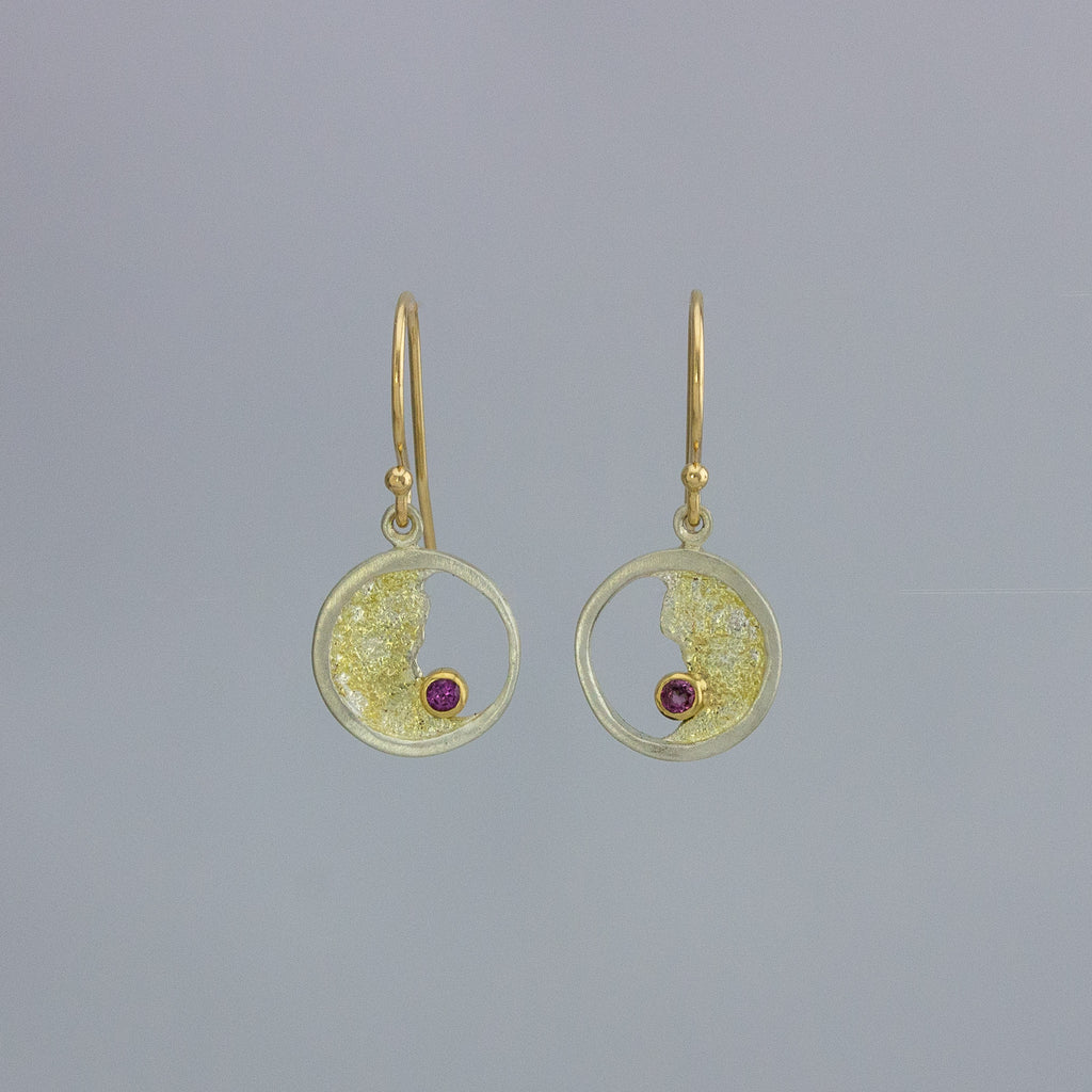 Broken Ice Rhodolite Round Dangles