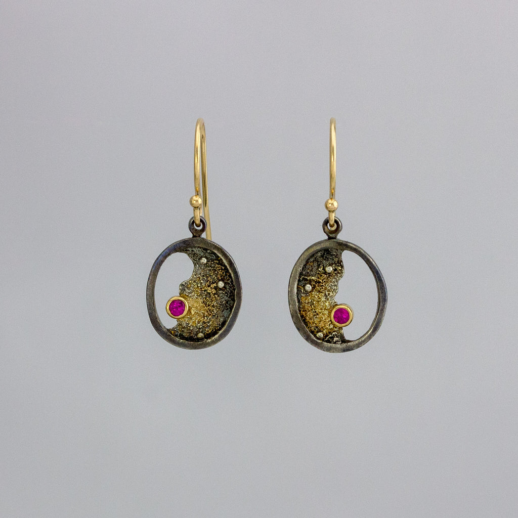 Broken Ice Oval Ruby Dangles