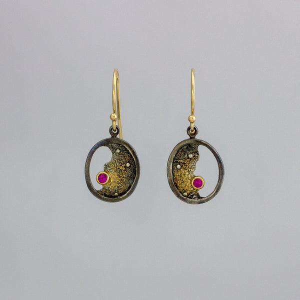 Broken Ice Oval Ruby Dangles