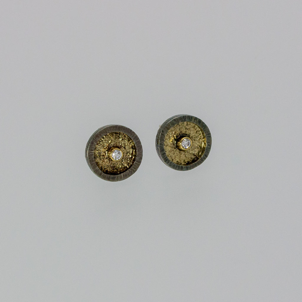 diamond studs with 14K on sterling silver